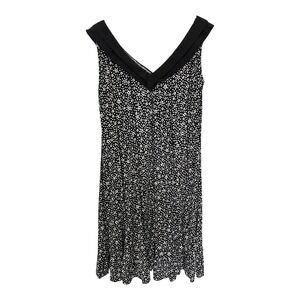 Studio 12 Black White Floral Sleeveless V-Neck Dress Retro Cottagecore Summer